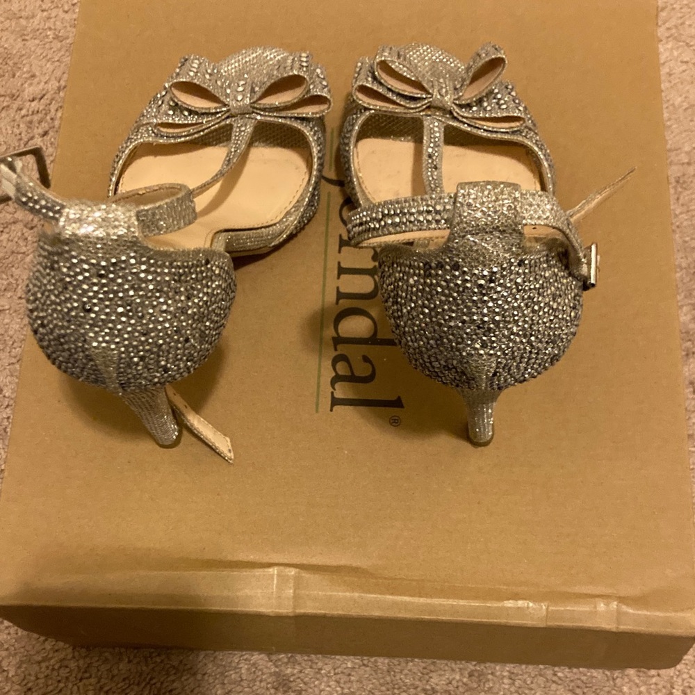 Silver Glitter Bow Heels